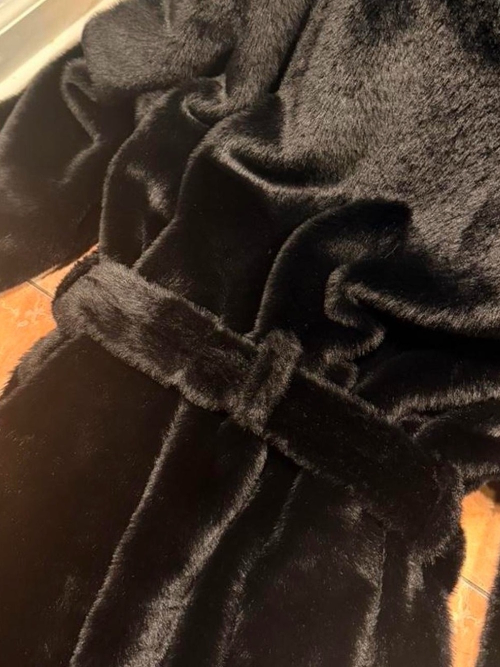Heartloom Black Faux Fur Belted Cape Coat